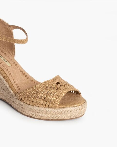 Natural Woven Espadrille Wedge with Ankle Strap
