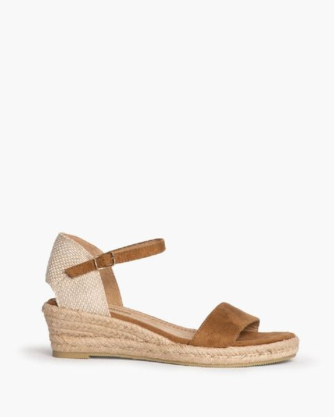 Brown Textured Wedge Sandal with Dual Strap