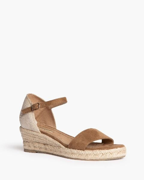 Brown Textured Wedge Sandal with Dual Strap