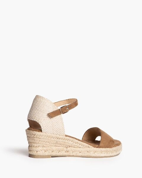 Brown Textured Wedge Sandal with Dual Strap
