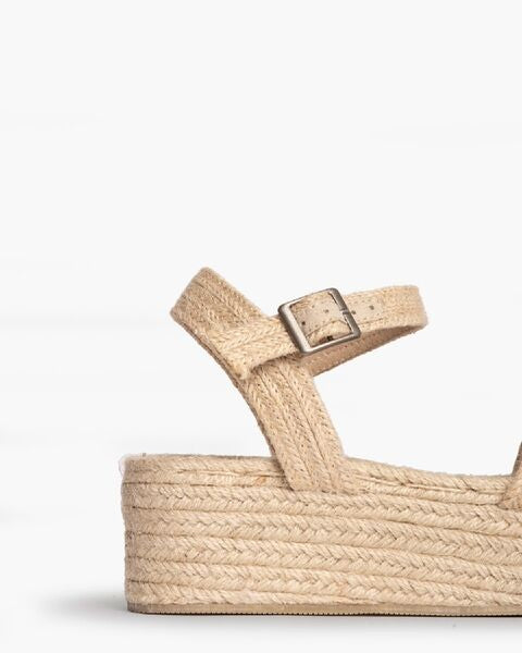 Natural Texture Platform Sandals with Adjustable Strap