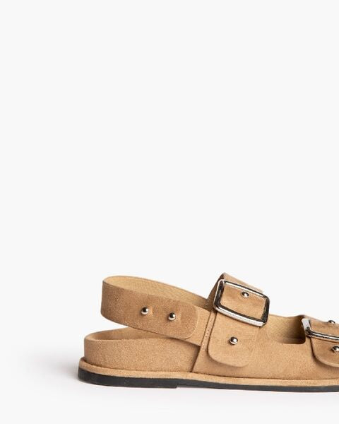 Sand Suede Dual-Buckle Sandal with Slingback