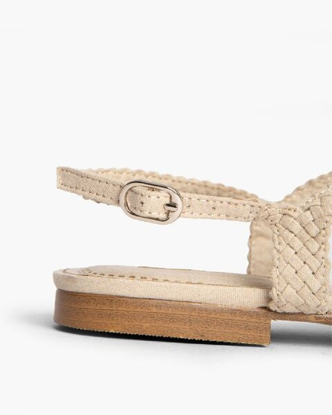 Beige Woven Slingback Sandal with Open Toe