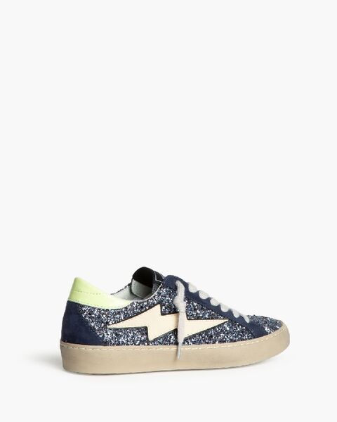 Navy Glitter Sneaker with Lightning Bolt Accent