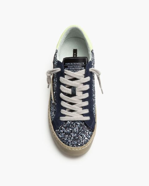 Navy Glitter Sneaker with Lightning Bolt Accent