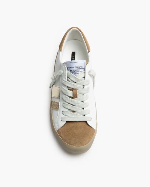 White Leather Sneakers with Metallic Accents