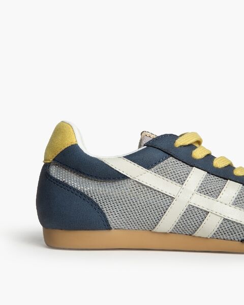 Blue Mesh & Suede Sneakers with Contrast Stripes
