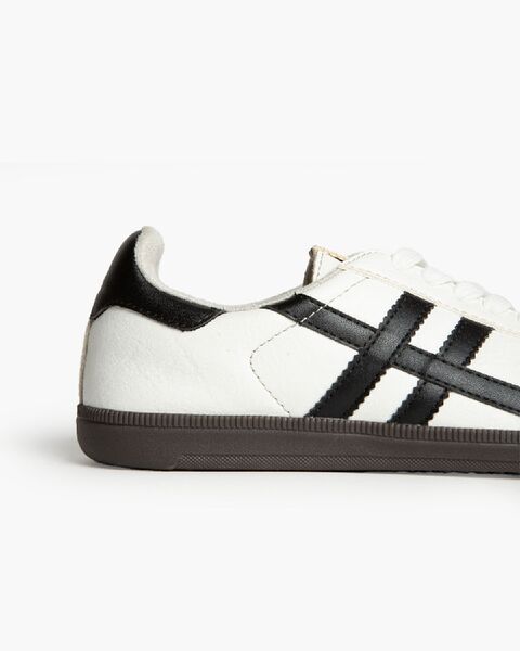 White Leather Sneakers with Black Stripes