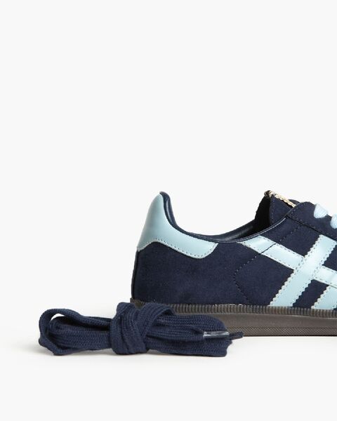 Navy Suede Sneakers with Light Blue Accents