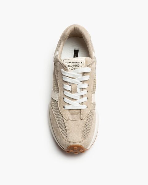 Taupe Mesh Low-Top Sneakers with White Accents