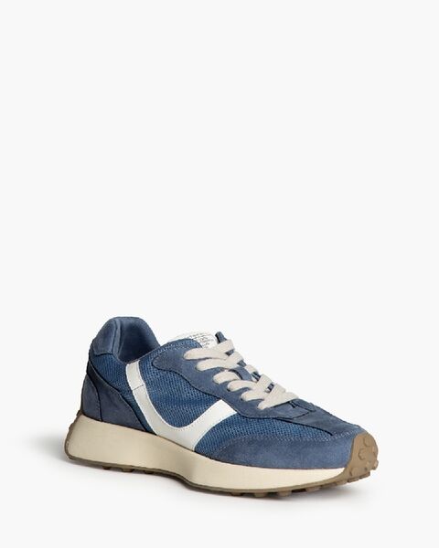 Blue Suede Sneakers with Retro Design