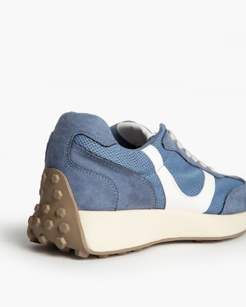 Blue Suede Sneakers with Retro Design