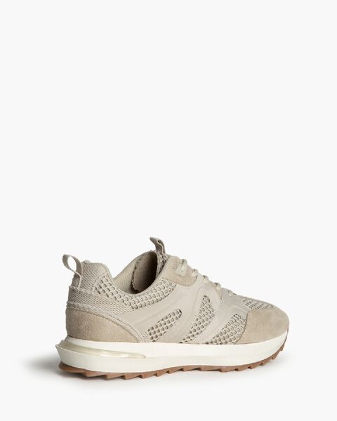 Taupe Mesh Suede Sneakers with Lace-Up Closure