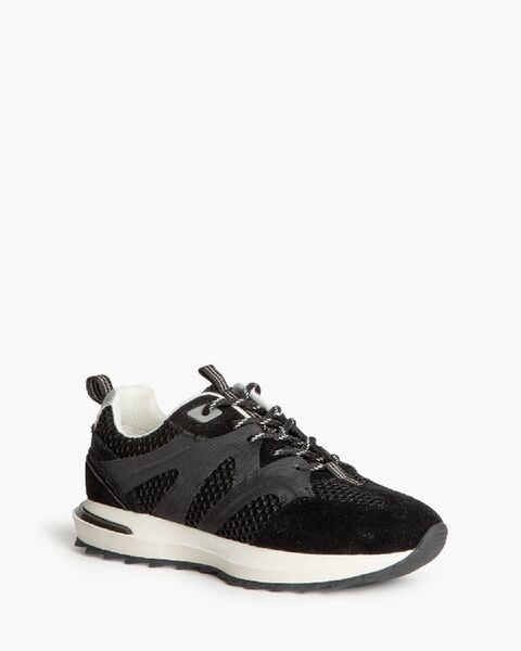 Black Mesh Sneakers with Bold Contrast Sole