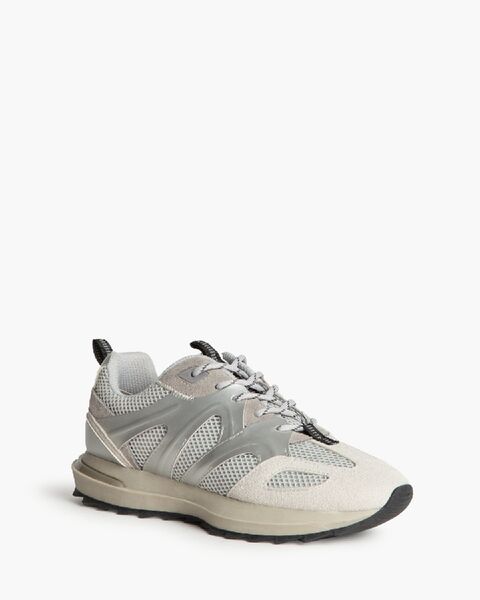Gray Mesh & Synthetic Sneakers with Reflective Trim