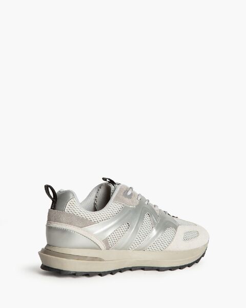 Gray Mesh & Synthetic Sneakers with Reflective Trim