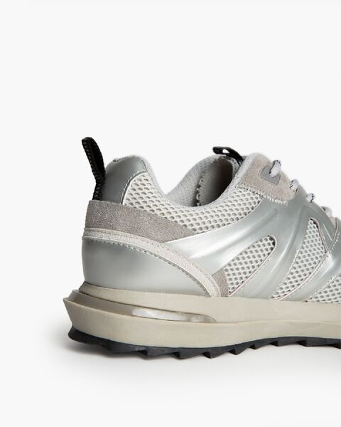 Gray Mesh & Synthetic Sneakers with Reflective Trim