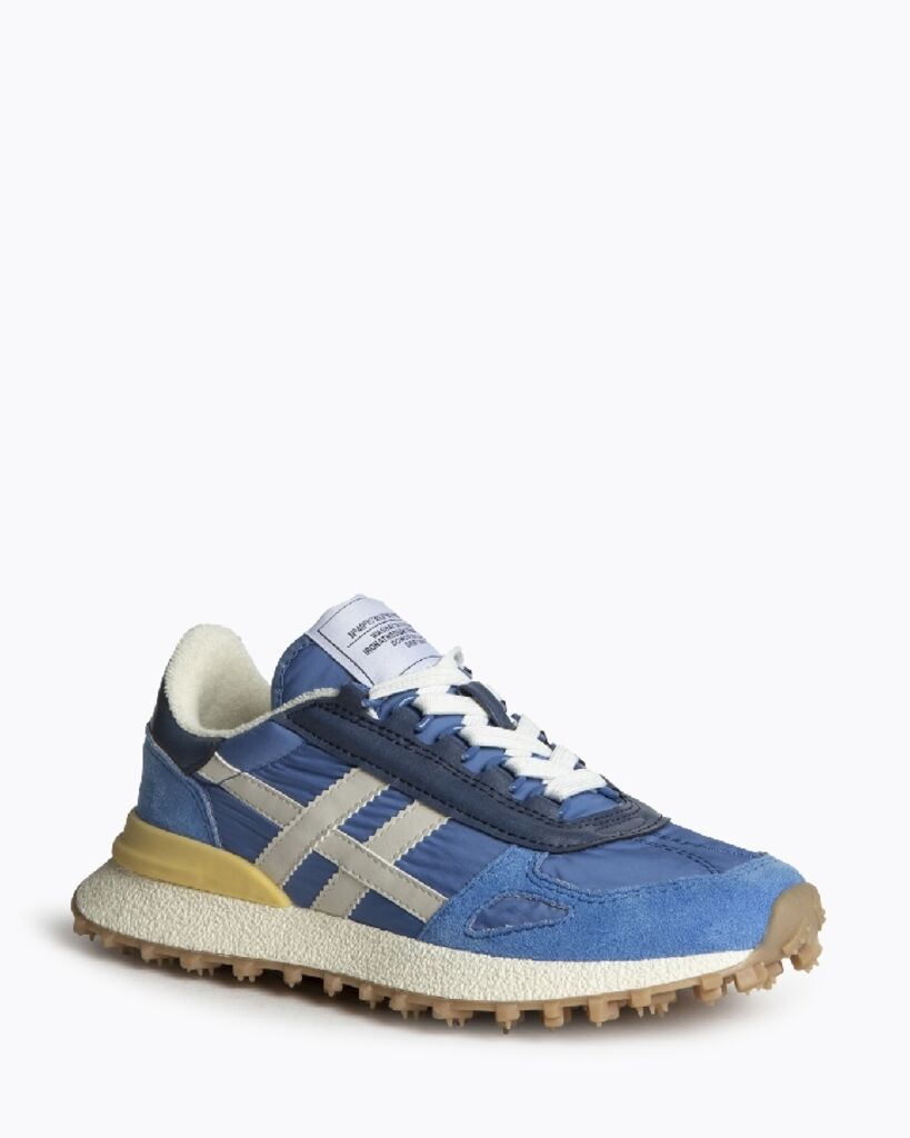 Blue Suede Retro Sneakers with Cushioned Sole