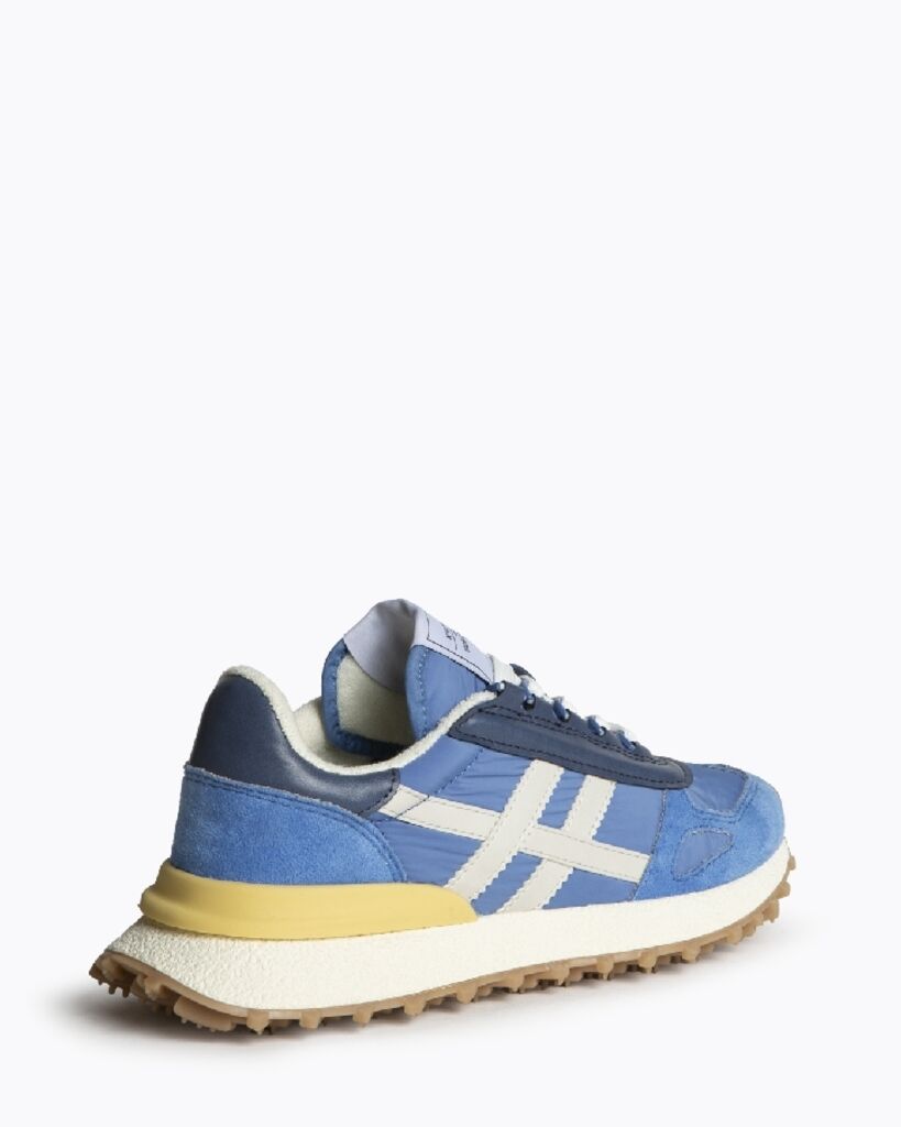 Blue Suede Retro Sneakers with Cushioned Sole