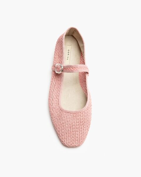 Pink Woven Mary Jane Flats with Buckle Strap