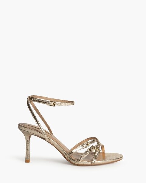 Gold Metallic Strappy Heels with Ankle Strap
