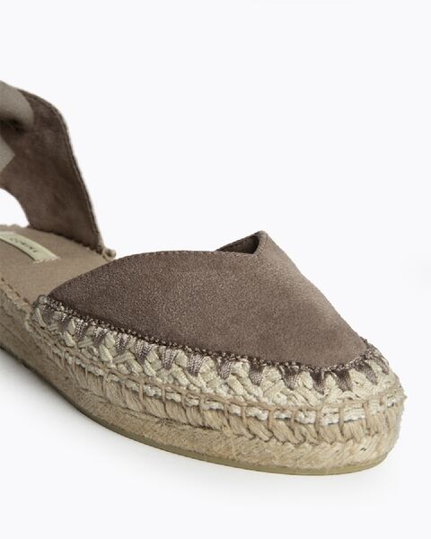 Taupe Canvas Espadrille with Ankle Tie