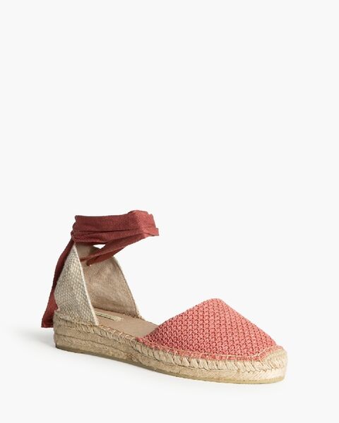 Pink Woven Espadrilles with Ankle Tie