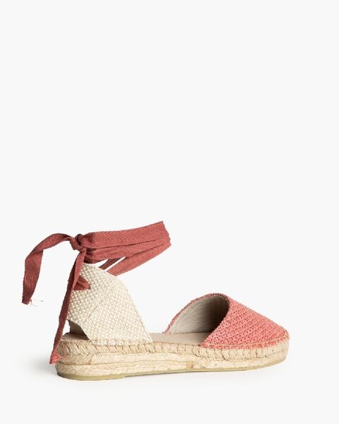 Pink Woven Espadrilles with Ankle Tie