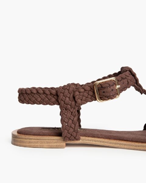 Brown Braided Sandals with Buckle Closure