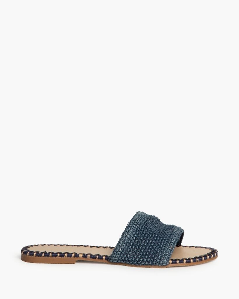 Navy Woven Slide Sandals