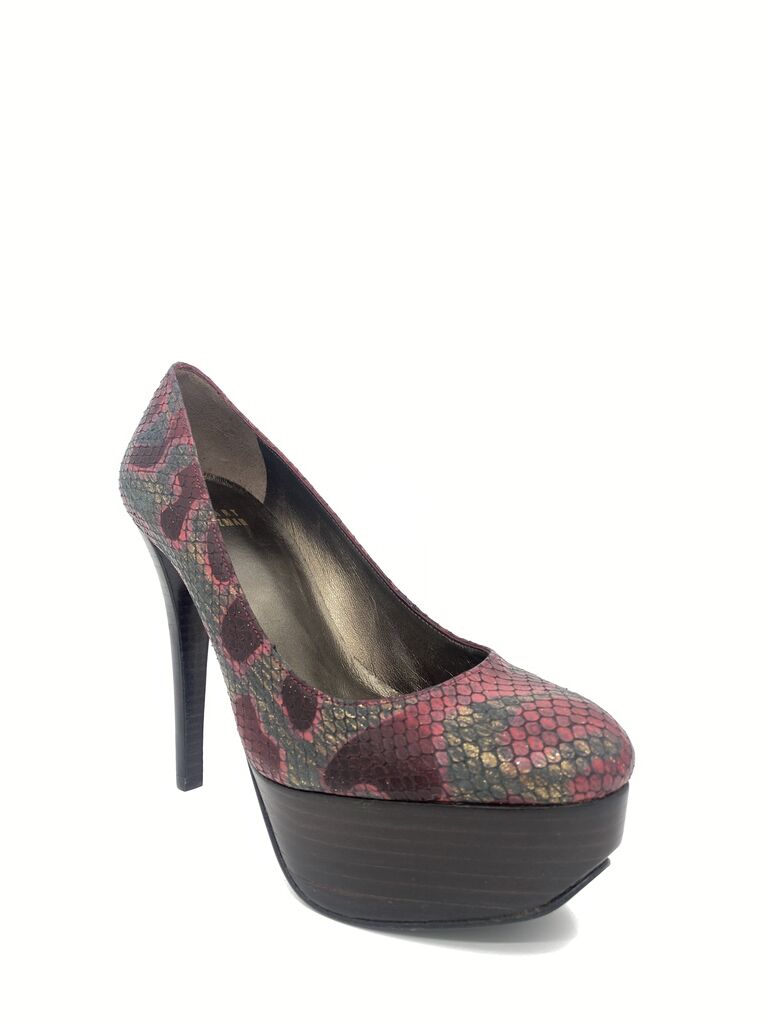 Multicolor Snakeskin Platform Pumps with Stiletto Heel