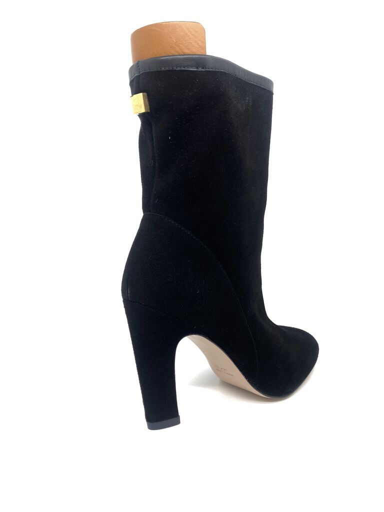 Black Suede Ankle Boot with High Heel