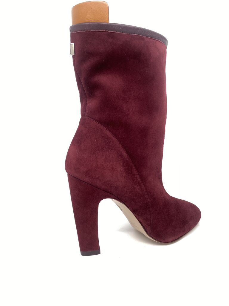 Burgundy Suede High Heel Boots