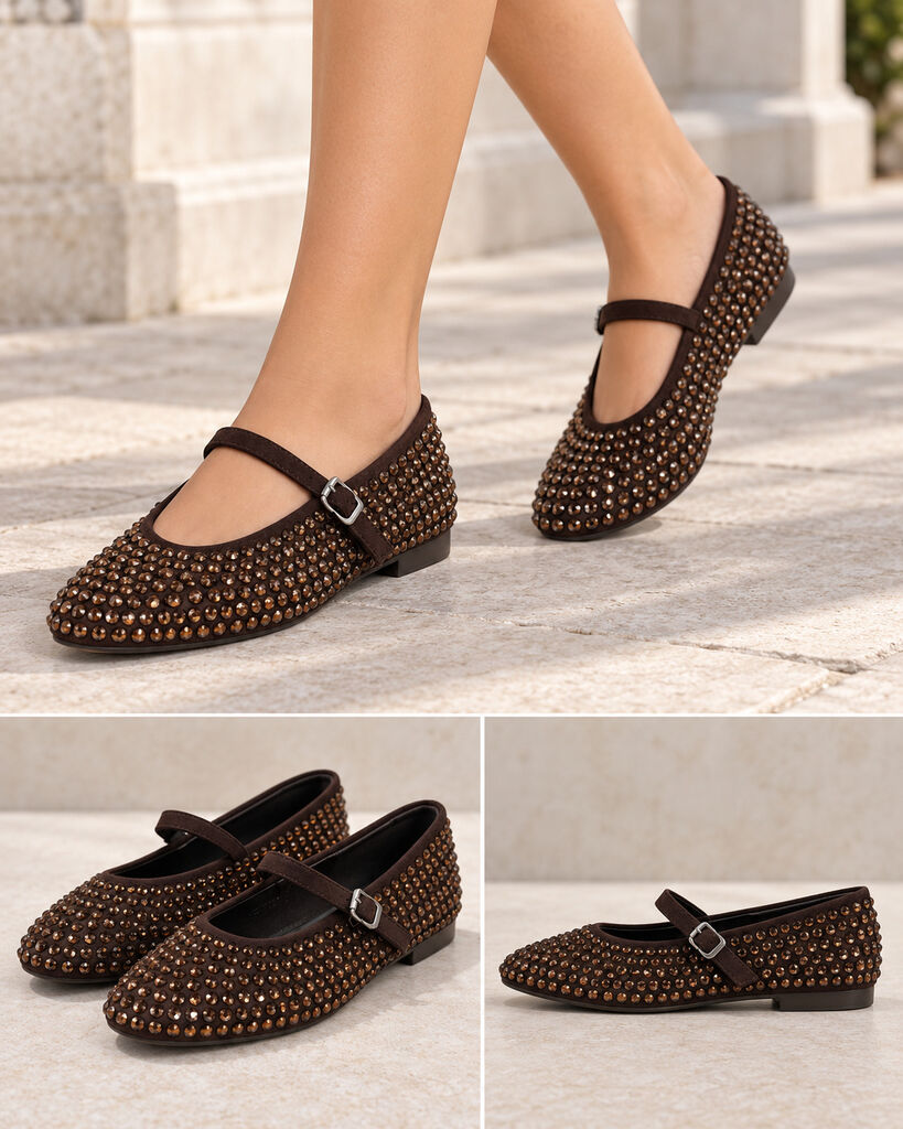 Mary Jane Shoe M.Sue/Strass BROWN