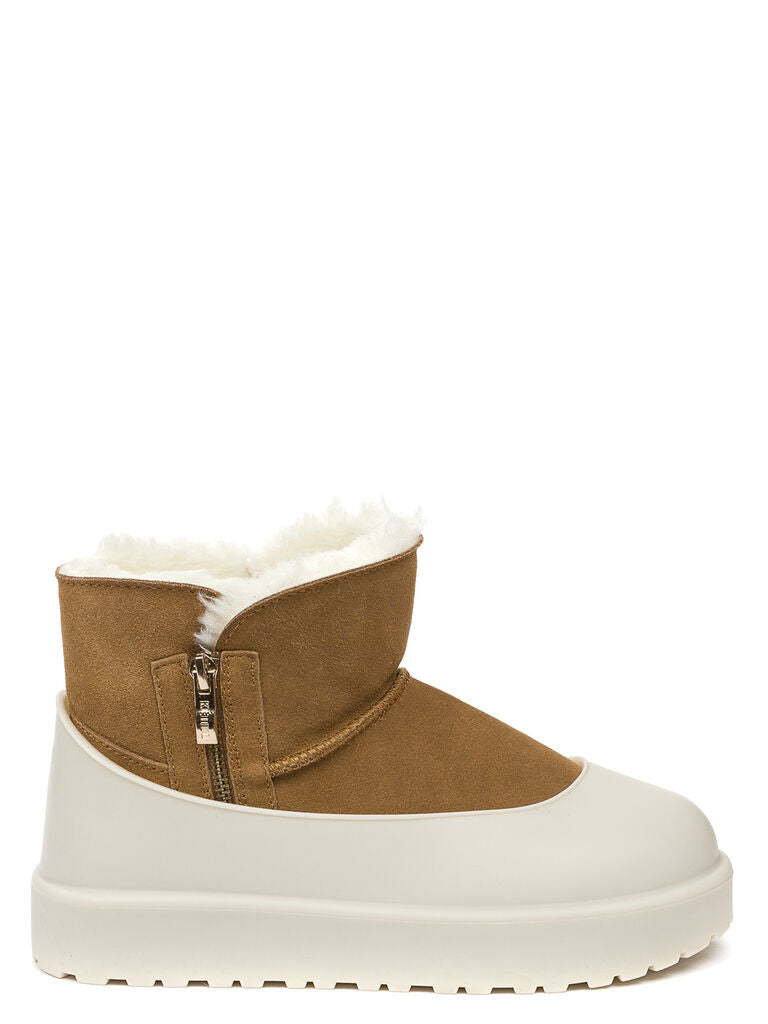 Brown Suede Ankle Boots with Shearling Lining
