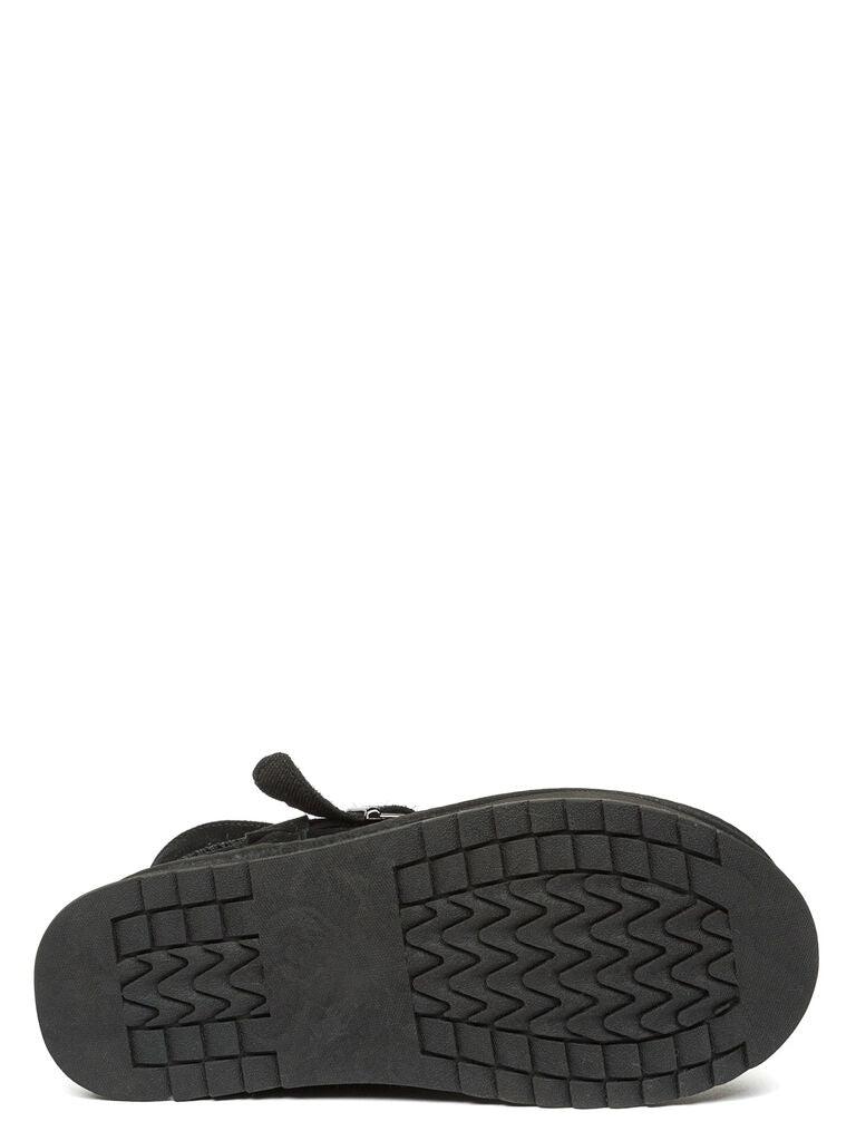 Black Suede Buckle Detail Platform Ankle Boots