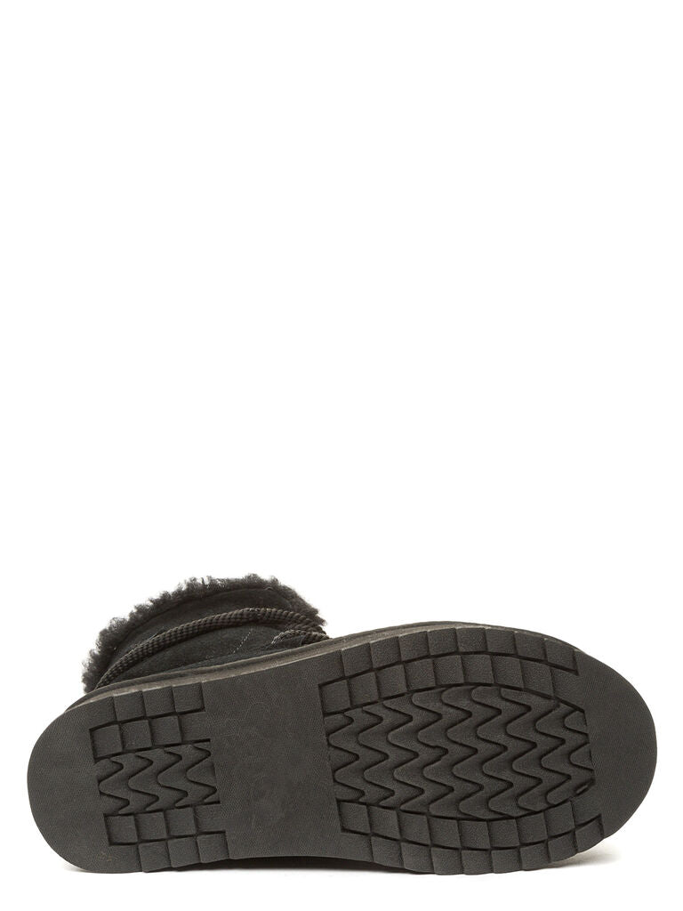 Black Cozy Lace-Up Ankle Boots with Plush Lining