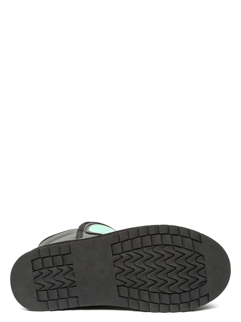 Black Platform Ankle Boot with Iridescent Panel