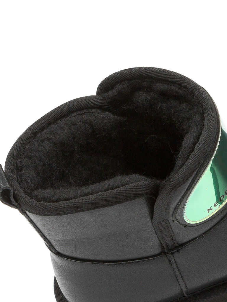 Black Platform Ankle Boot with Iridescent Panel