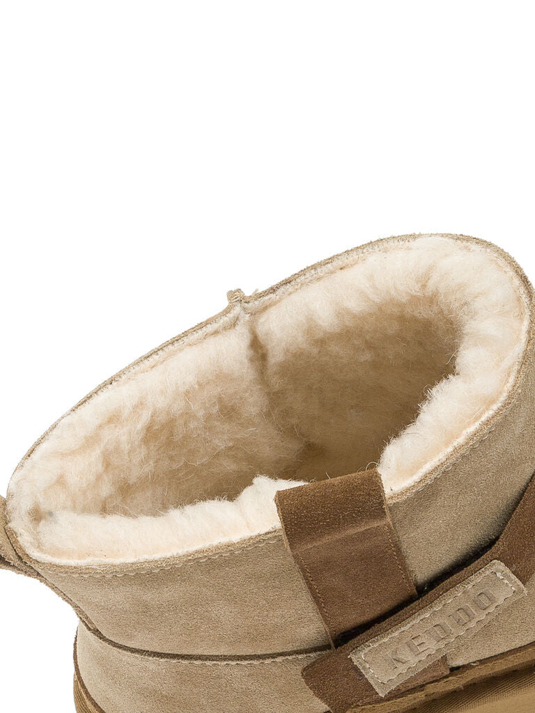 Beige Suede Ankle Boots with Shearling Lining