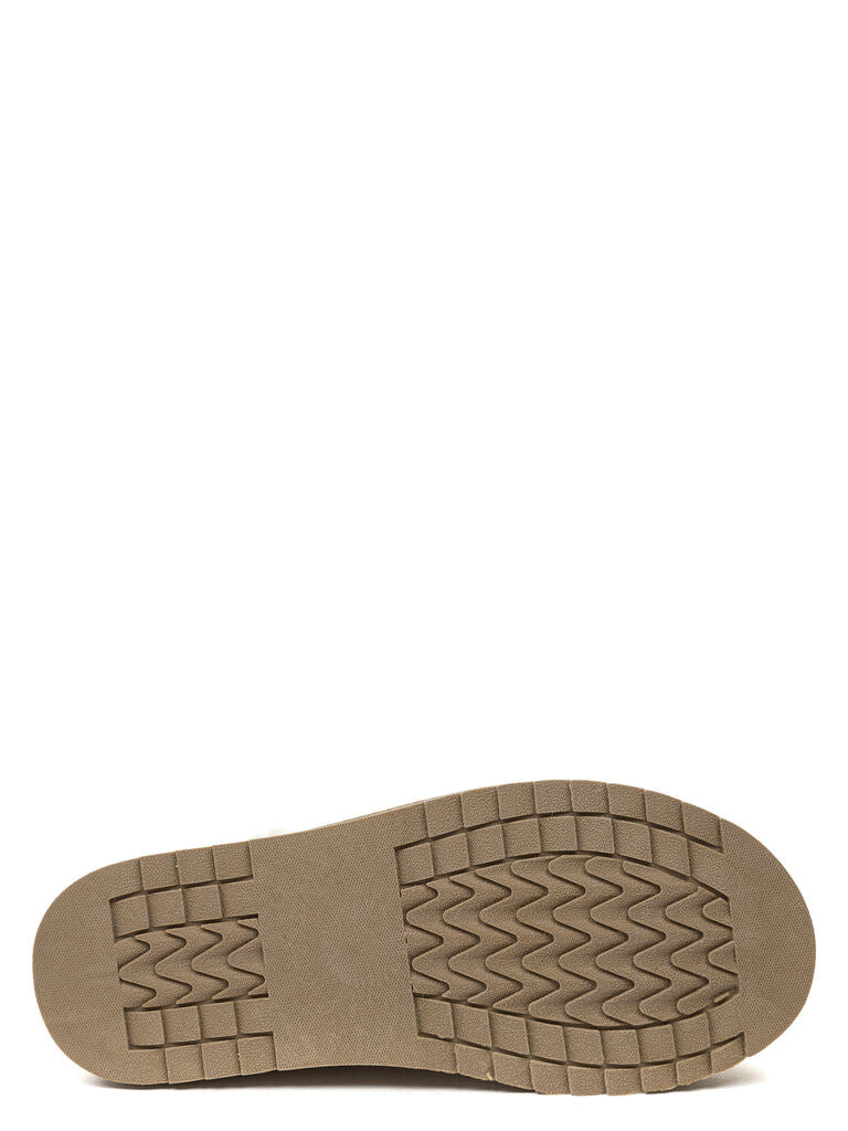 Beige Suede Ankle Boots with Textured Trim