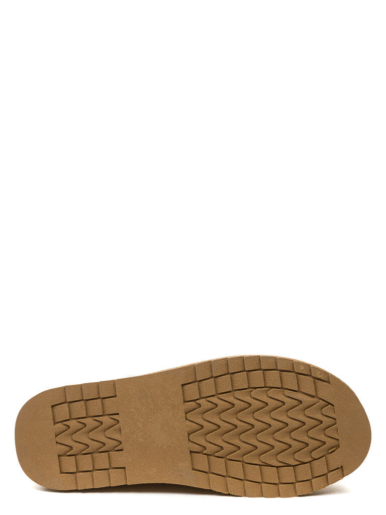 Chestnut Suede Boot with Shearling Trim