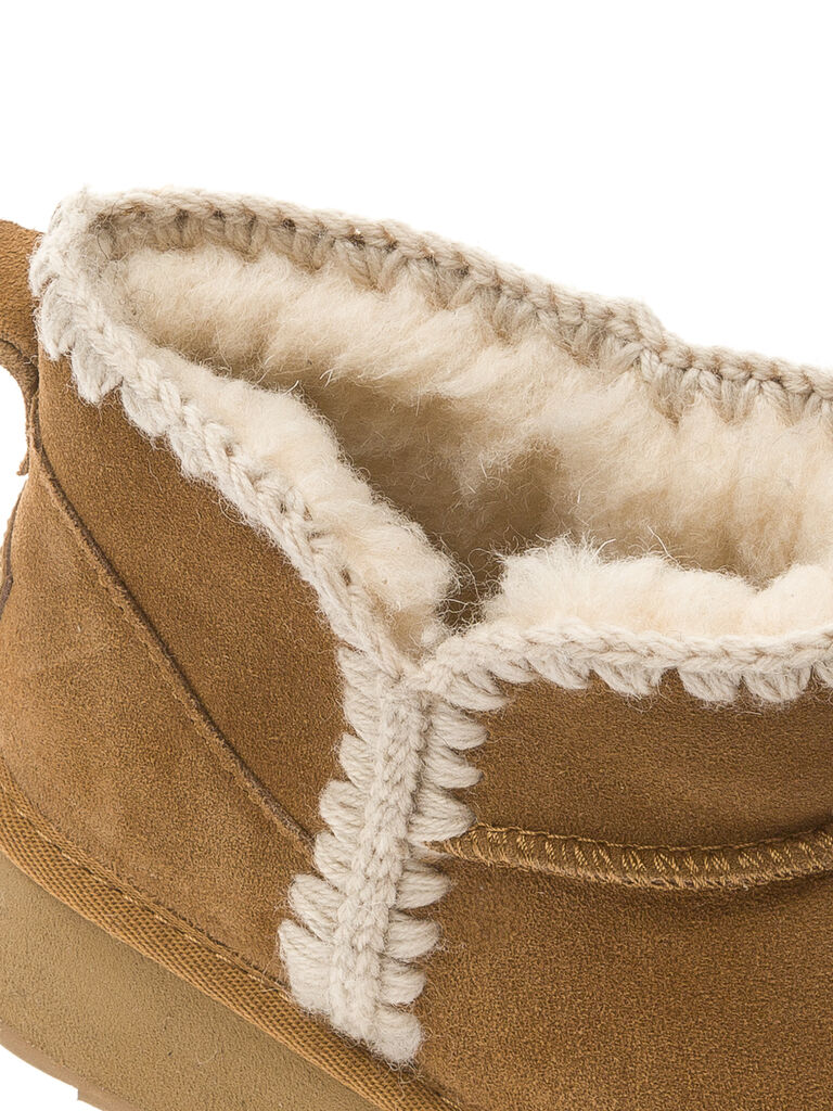 Chestnut Suede Boot with Shearling Trim