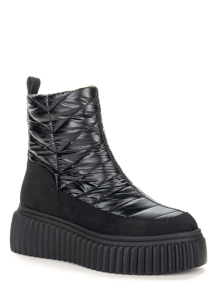 Black Quilted Platform Ankle Boot