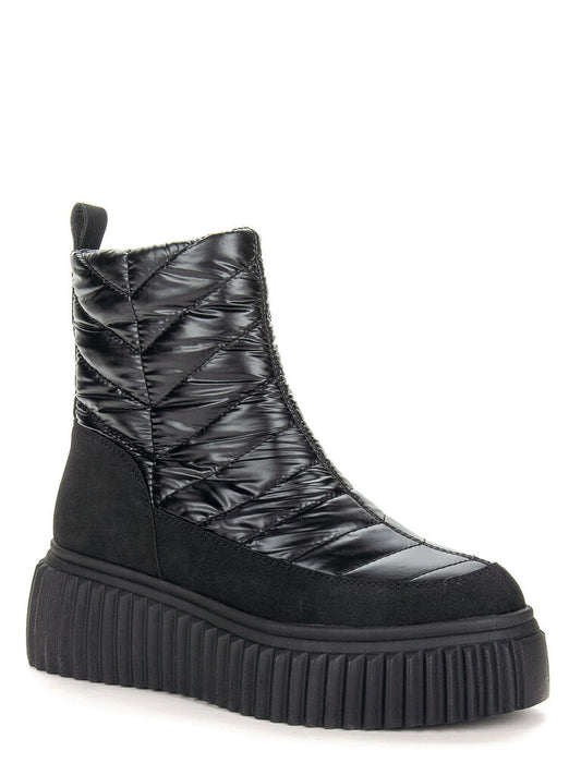 Black Quilted Platform Ankle Boot