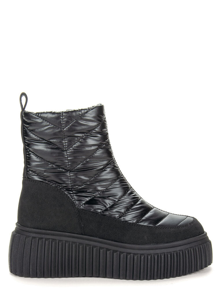 Black Quilted Platform Ankle Boot
