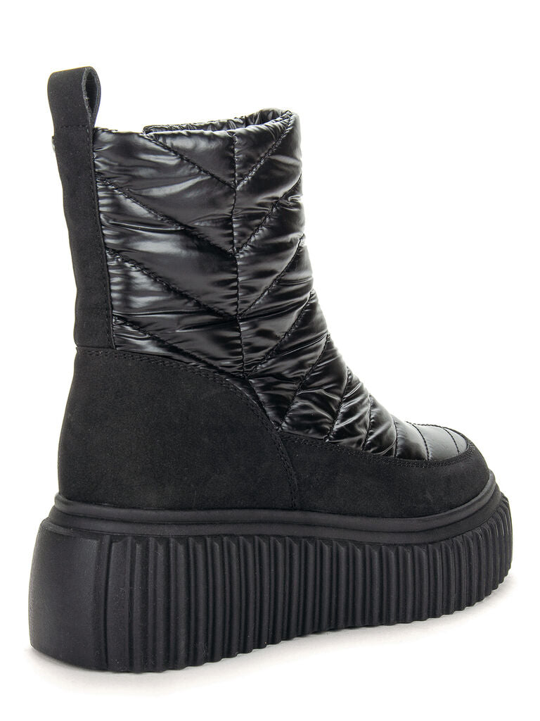 Black Quilted Platform Ankle Boot