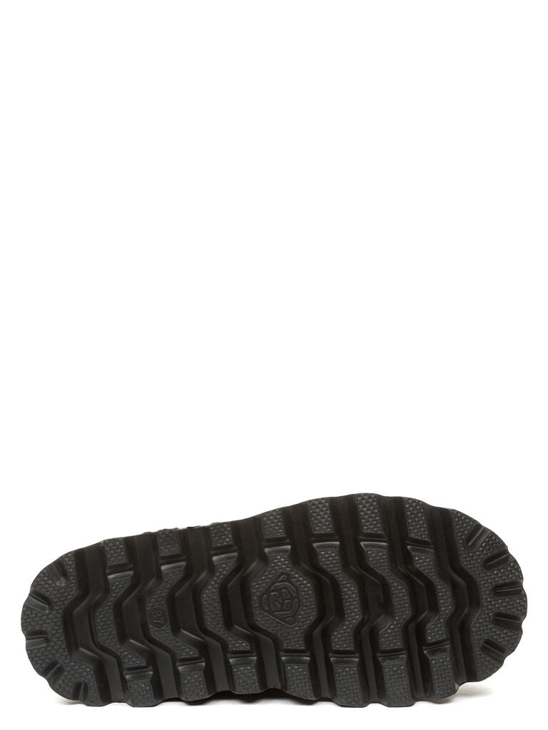 Black Suede Platform Ankle Boot with Shearling Lining