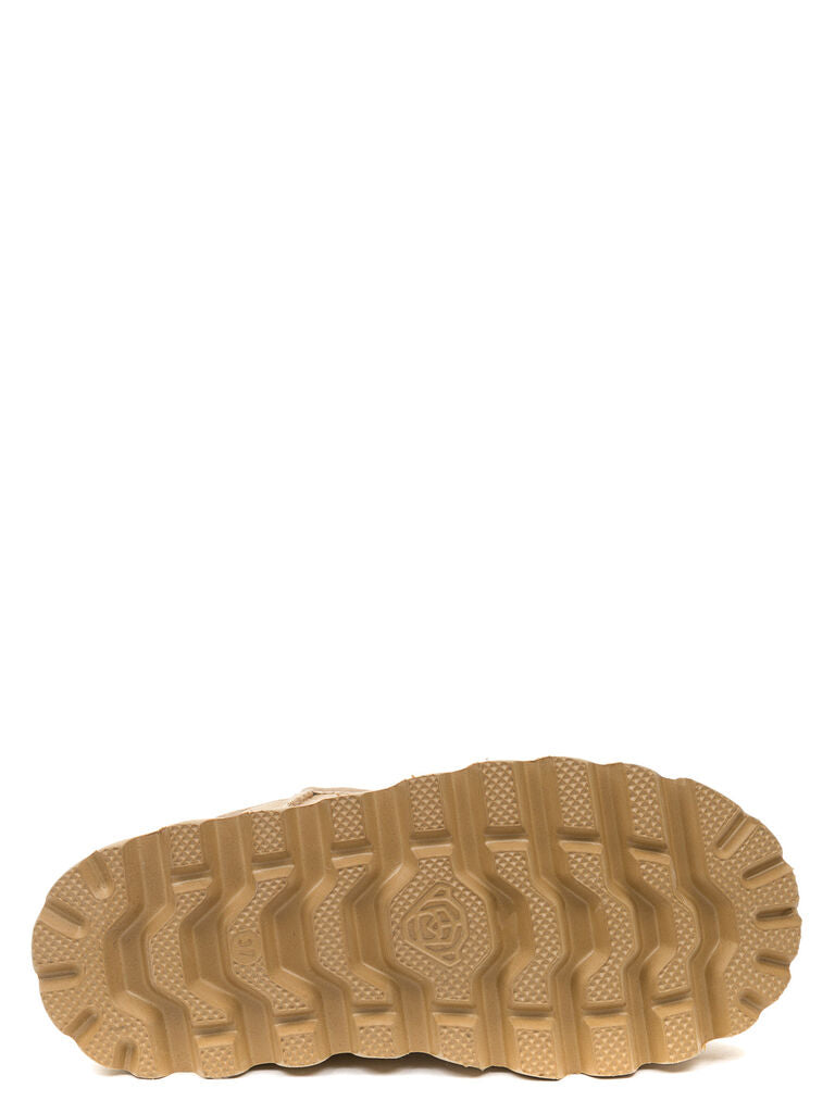 Beige Suede Platform Ankle Boots