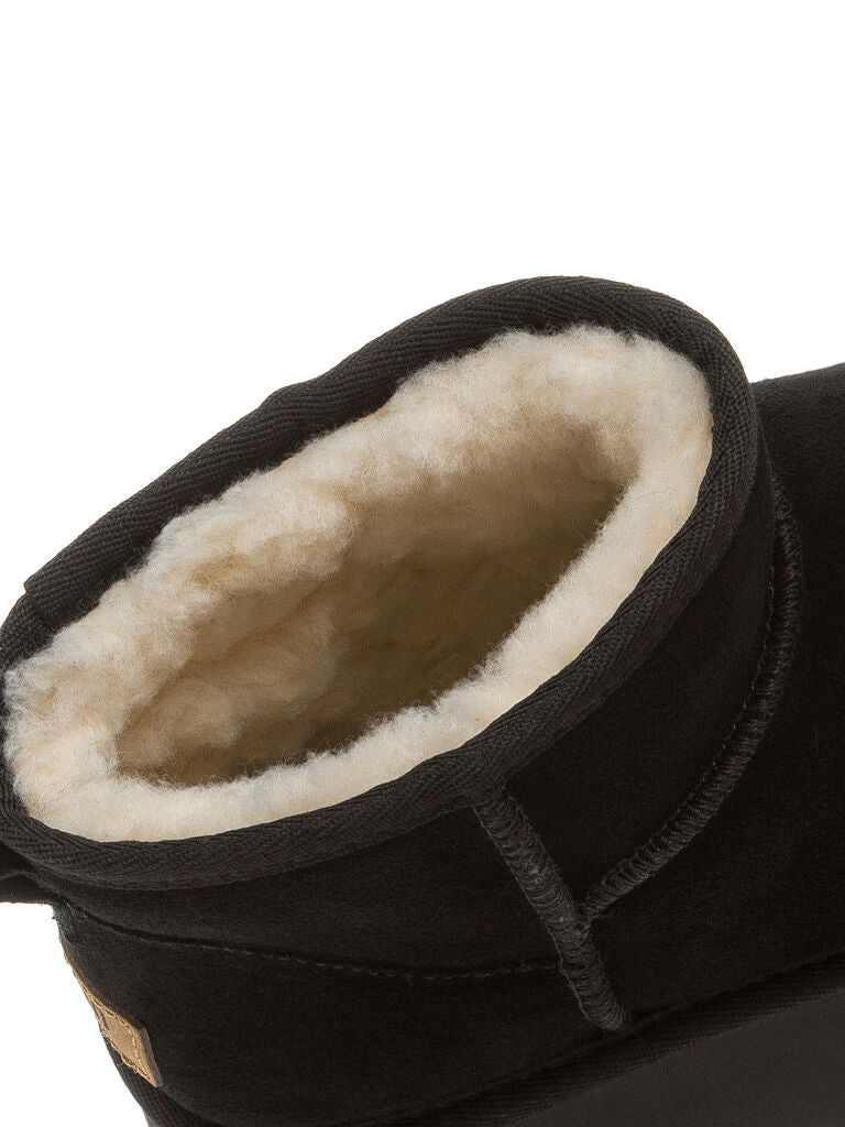 Black Suede Ankle Boot with Platform Sole